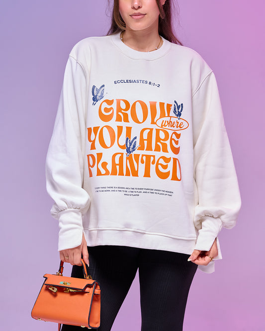 GROW || Oversize winter Sweatshirt  heavyweight premium cotton with Side Slits & Split Cuff Rib Knit
