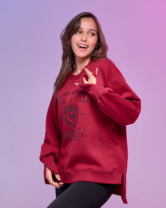 BROOKLYN || Oversize winter Sweatshirt  heavyweight premium cotton with Side Slits & Split Cuff Rib Knit