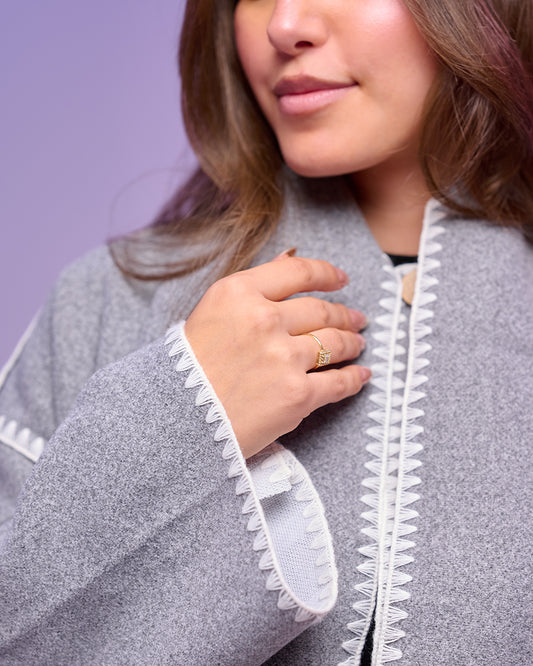 ROYAL WOOL || gray Blend Scarf Jacket