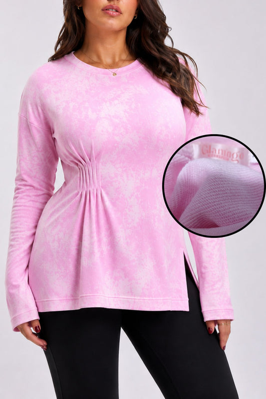 DUSTY VIBES "BABY TERRY" ||   All Season Baby Touch Cotton Top with Side Pleats & Side Slit
